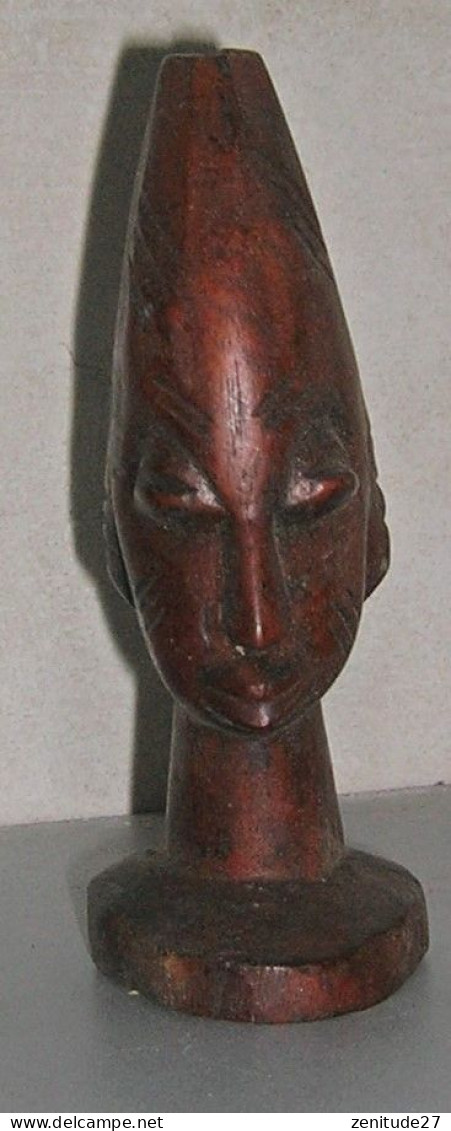 Tête Africaine Sculptée Sur Bois - Années 1960 - Afrikanische Kunst