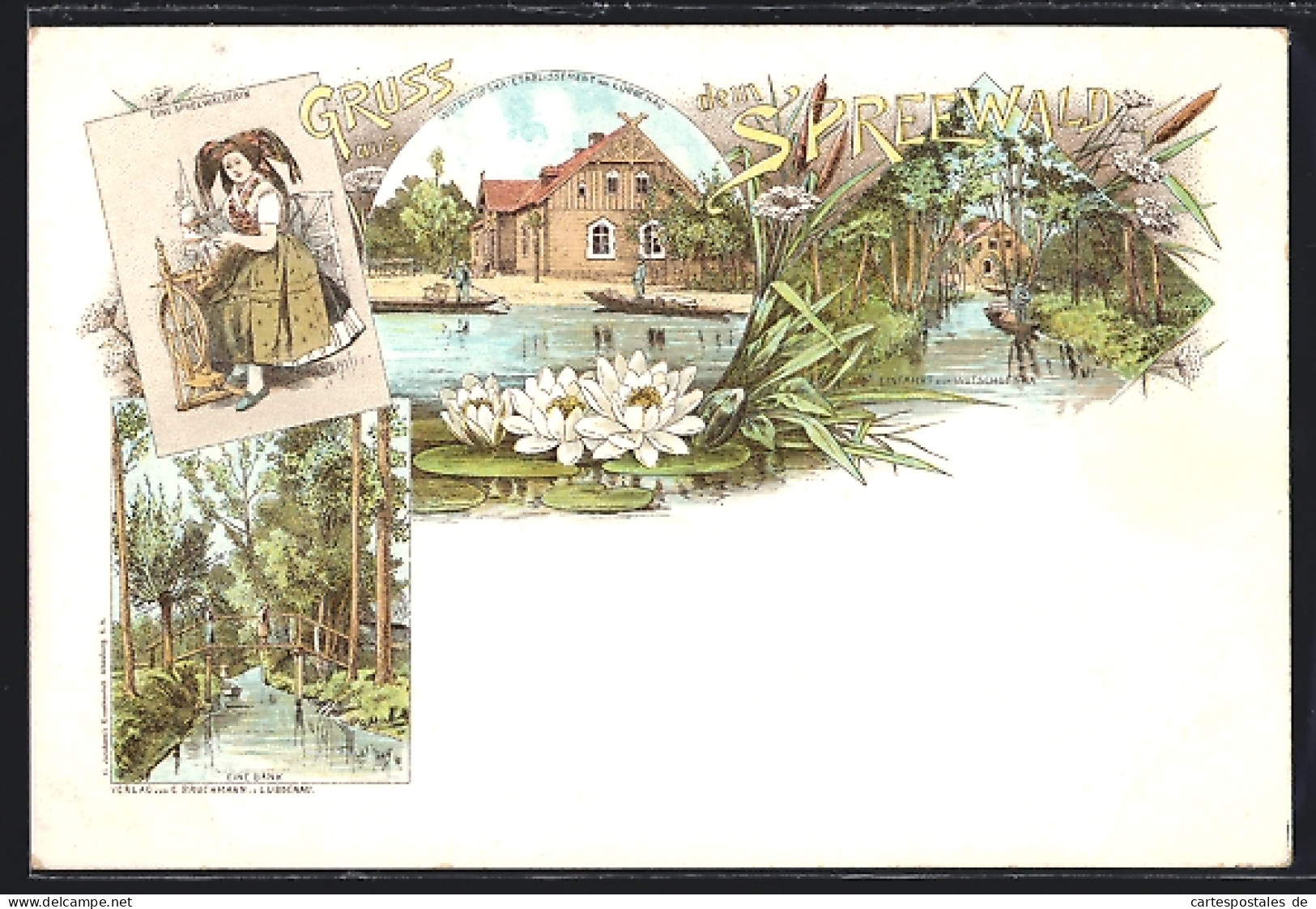 Lithographie Lübbenau, Wotschofska Etablissement  - Luebbenau