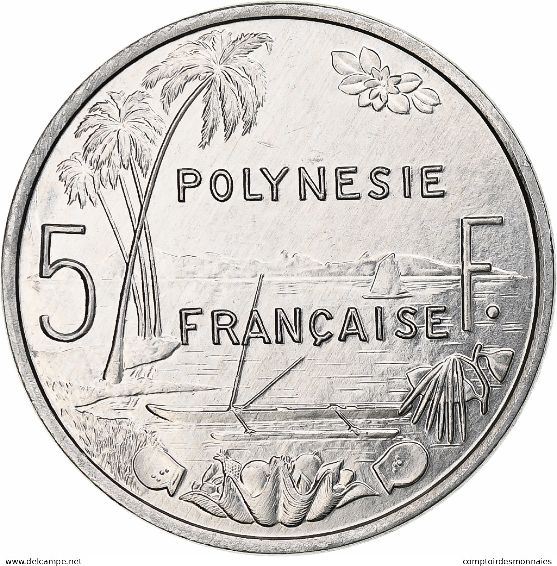 Polynésie Française, 5 Francs, 1994, Paris, I.E.O.M., Aluminium, SPL - Polinesia Francesa