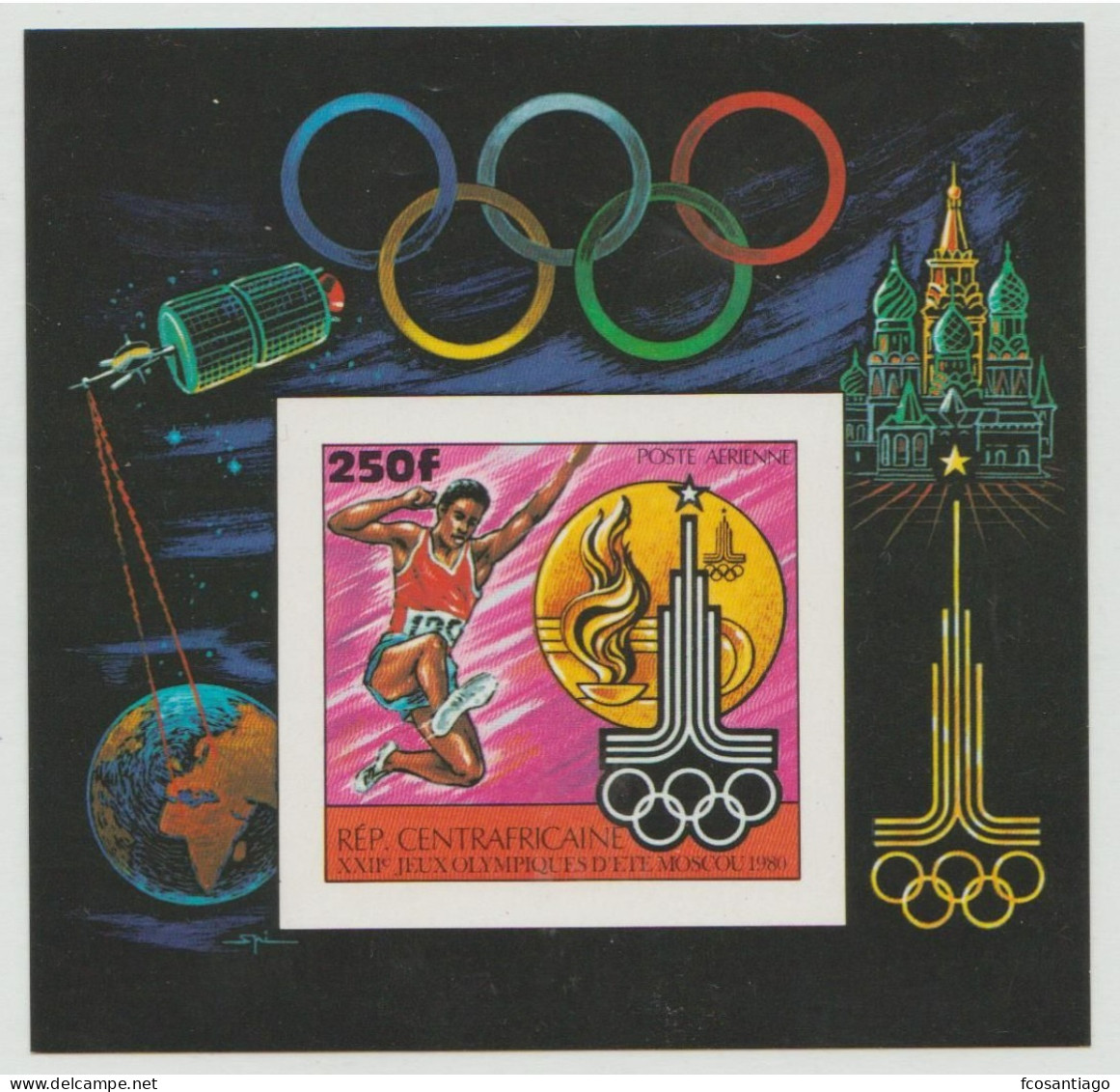 JUEGOS OLÍMPICOS - REPÚBLICA CENTROAFRICANA 1980 - Yvert #H42 Sin Dentar - MNH ** - Zomer 1980: Moskou