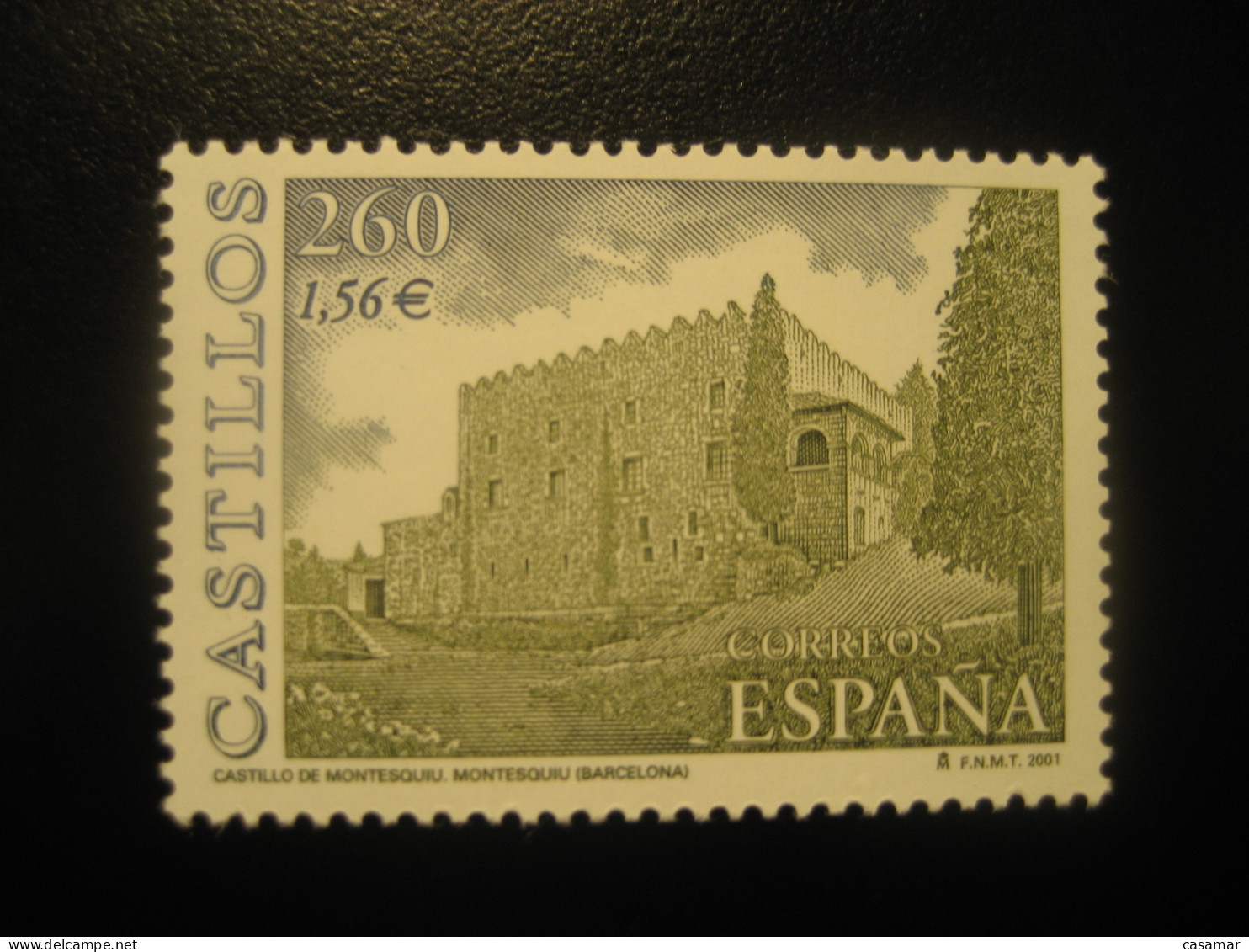 Edifil 3788 ** Unhinged Facial 1,56 Eur Stamp 2001 MONTESQUIU Barcelona Castle Chateau Castillo SPAIN - Kastelen