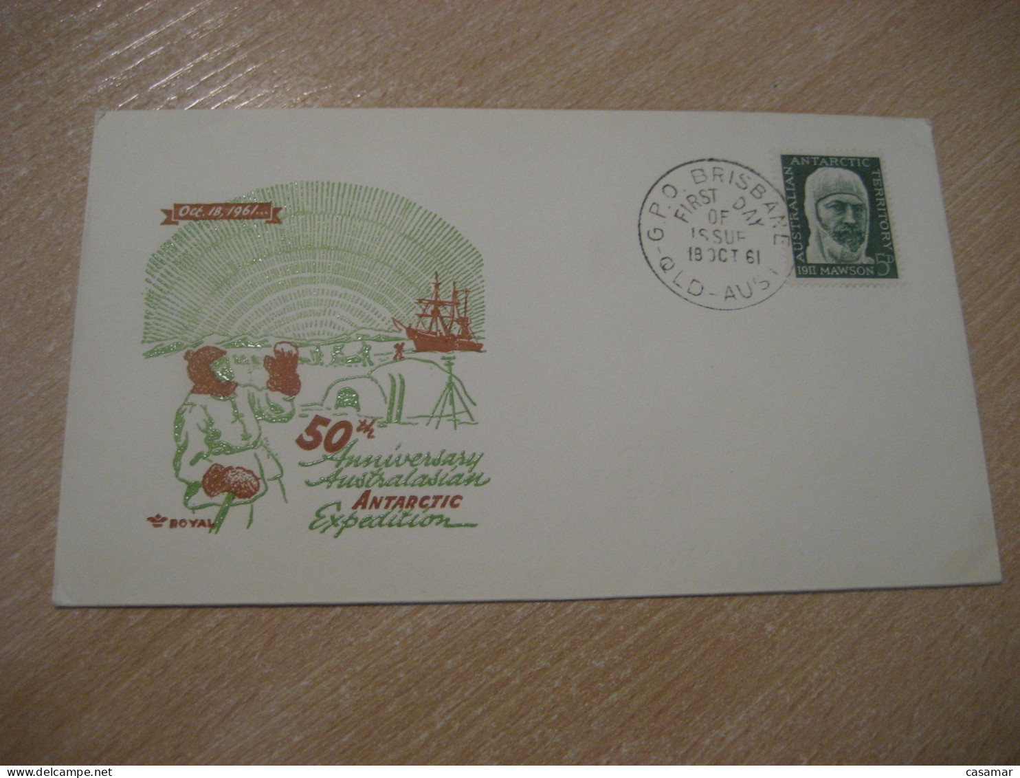 BRISBANE 1961 To Caulfield Mawson FDC Cancel Cover AAT AUSTRALIAN ANTARCTIC TERRITORY A.A.T. Antarctique - Storia Postale