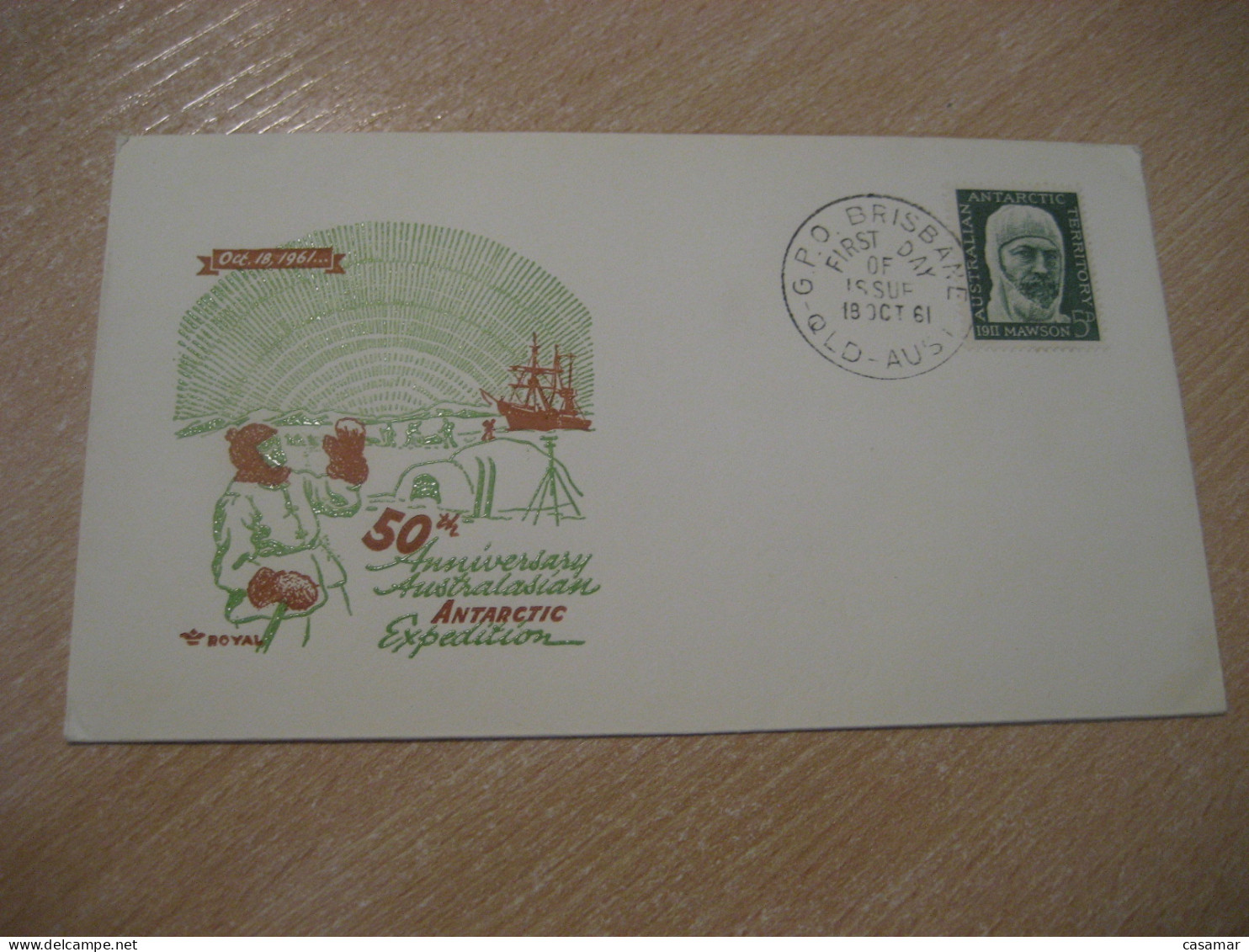 BRISBANE 1961 To Caulfield Mawson FDC Cancel Cover AAT AUSTRALIAN ANTARCTIC TERRITORY A.A.T. Antarctique - Lettres & Documents