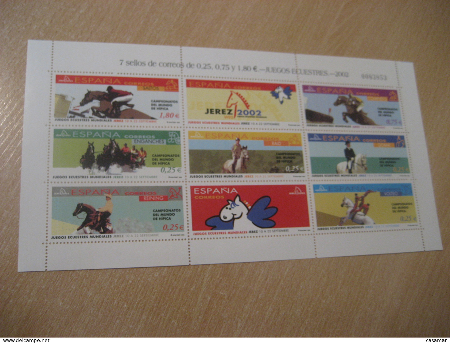 Edifil Bloc 3898/904 ** Facial 3,80 Eur 2002 Jerez De La Frontera World Equestrian Championships Horse Riding SPAIN - Hippisme