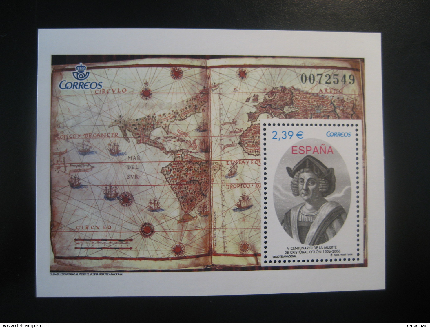 Edifil Bloc 4234 ** Facial 2,39 Eur 2006 Cristobal Colon Columbus Map Geography Cosmographia SPAIN - Christophe Colomb