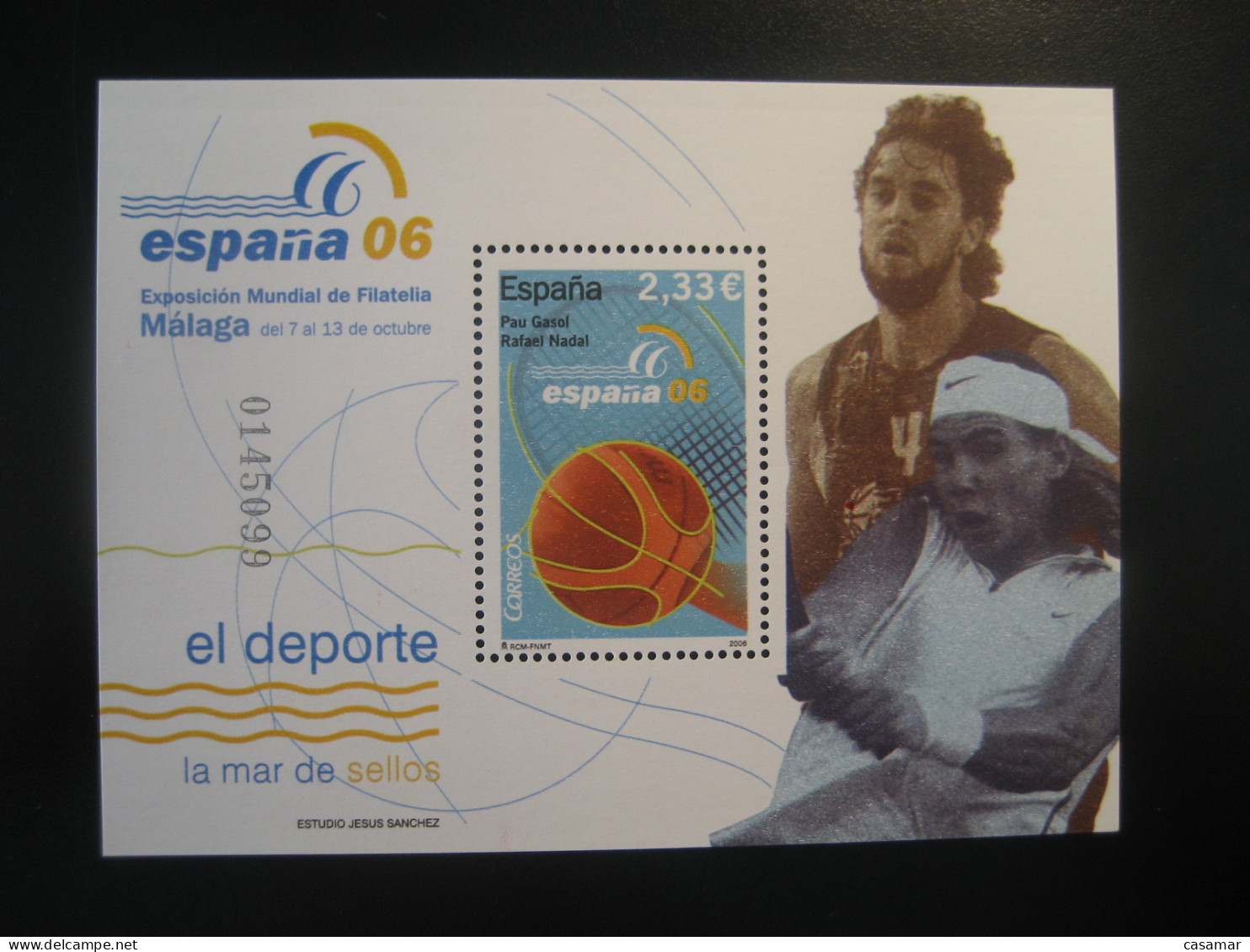 Edifil Bloc 4273 ** Facial 2,33 Eur 2006 Tennis Rafa Nadal Basket Pau Gasol Baloncesto Basketball Malaga SPAIN - Tenis