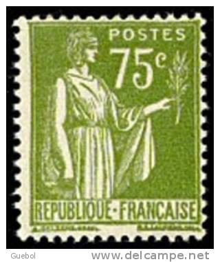 France Type Paix N°  284 A ** Le 75c Olive De La 1 ére Série - 1932-39 Paz