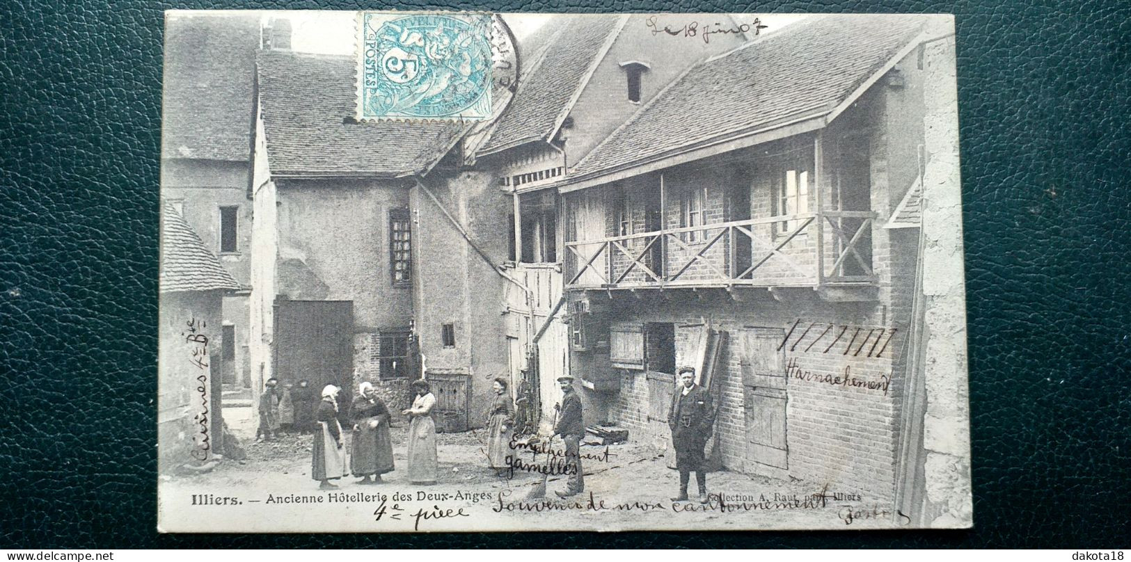 28 , Iliiers , Ancienne Hôtellerie Des Deux Anges En 1907.........beau Plan - Illiers-Combray