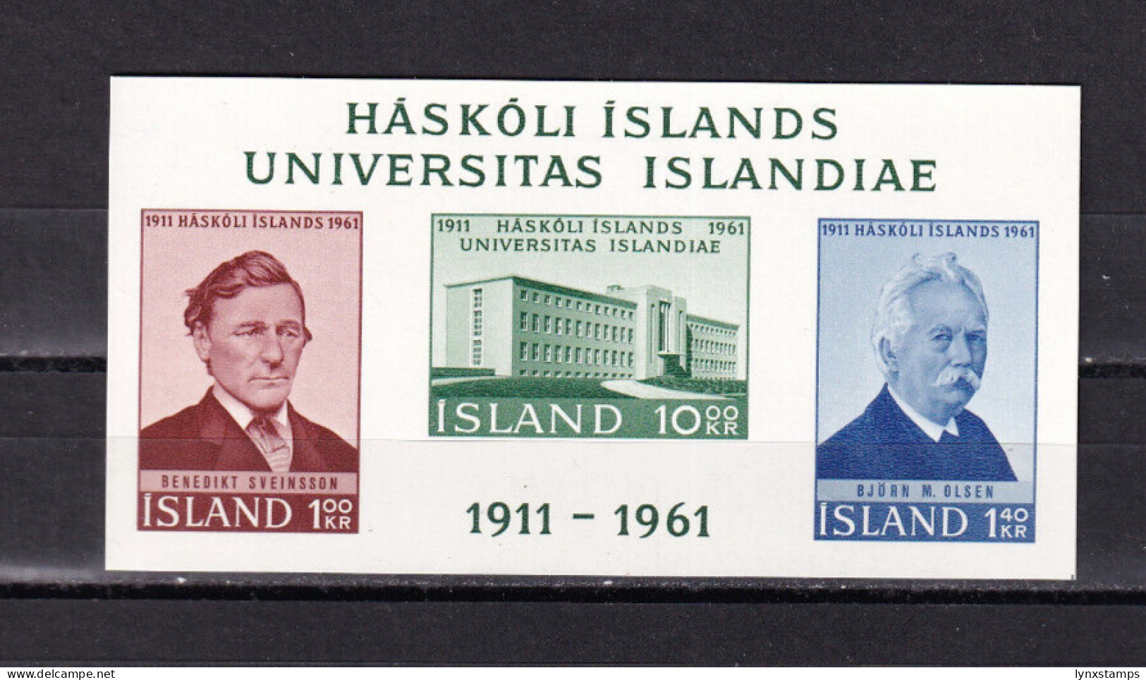 LI03 Iceland 1961 50th Anniv Of The University Of Iceland Mint Mini Sheet Imperf - Ongebruikt