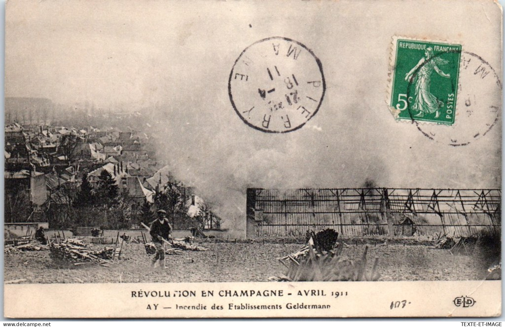 51 AY - Revolution 1911, Incendie Ets Gelbermann  - Ay En Champagne
