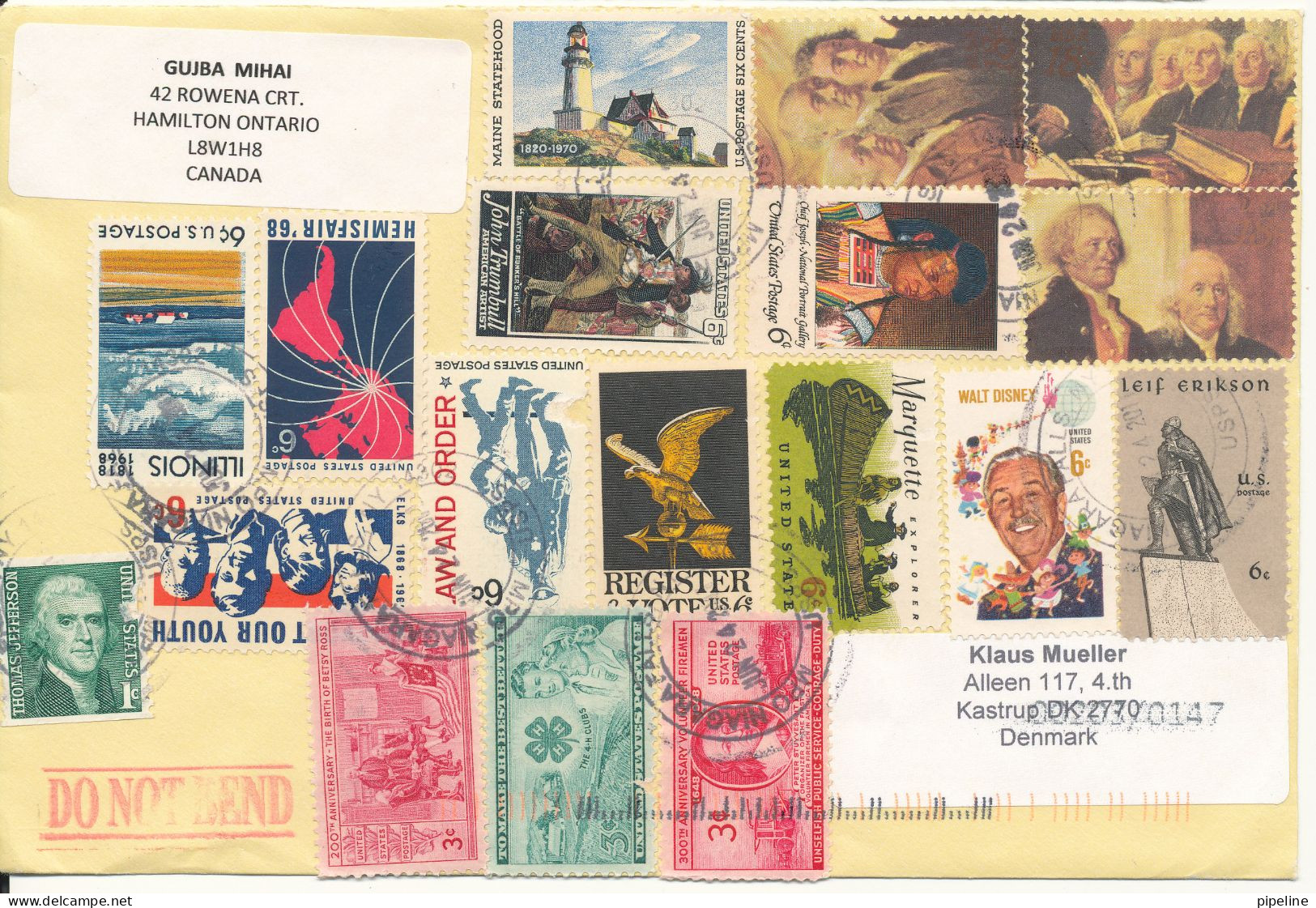 USA Cover Sent To Denmark 24-6-2011 With A Lot Of Stamps - 3c. 1961-... Brieven