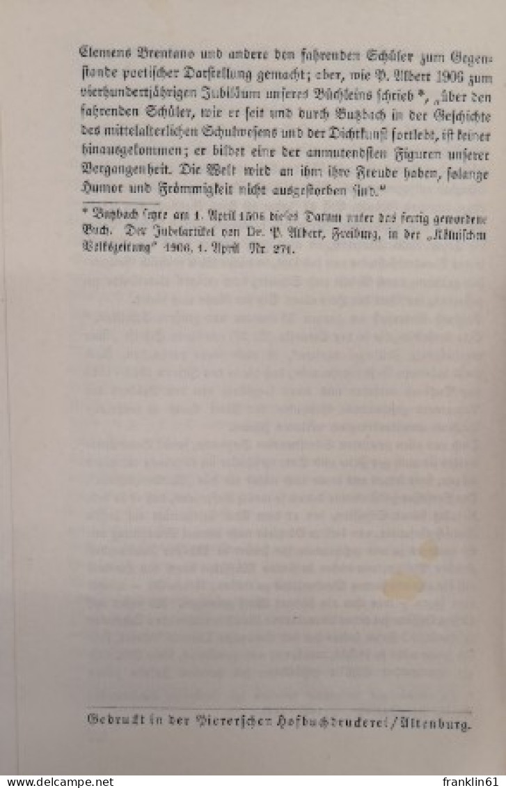 Des Johannes Butzbach Wanderbüchlein. Chronik Eines Fahrenden Schülers. - Autres & Non Classés