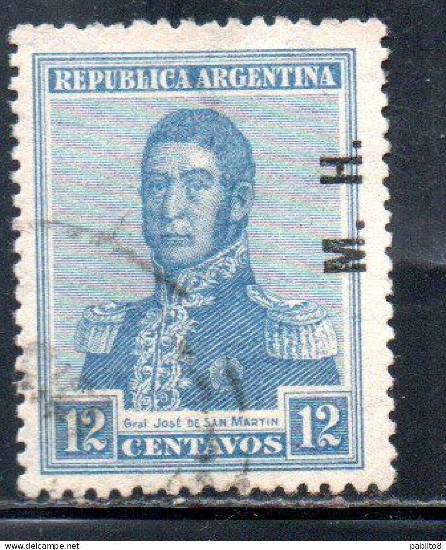 ARGENTINA 1923 1931 OFFICIAL DEPARTMENT STAMP OVERPRINTED M.H. MINISTRY OF FINANCE MH 12c USED USADO - Dienstzegels