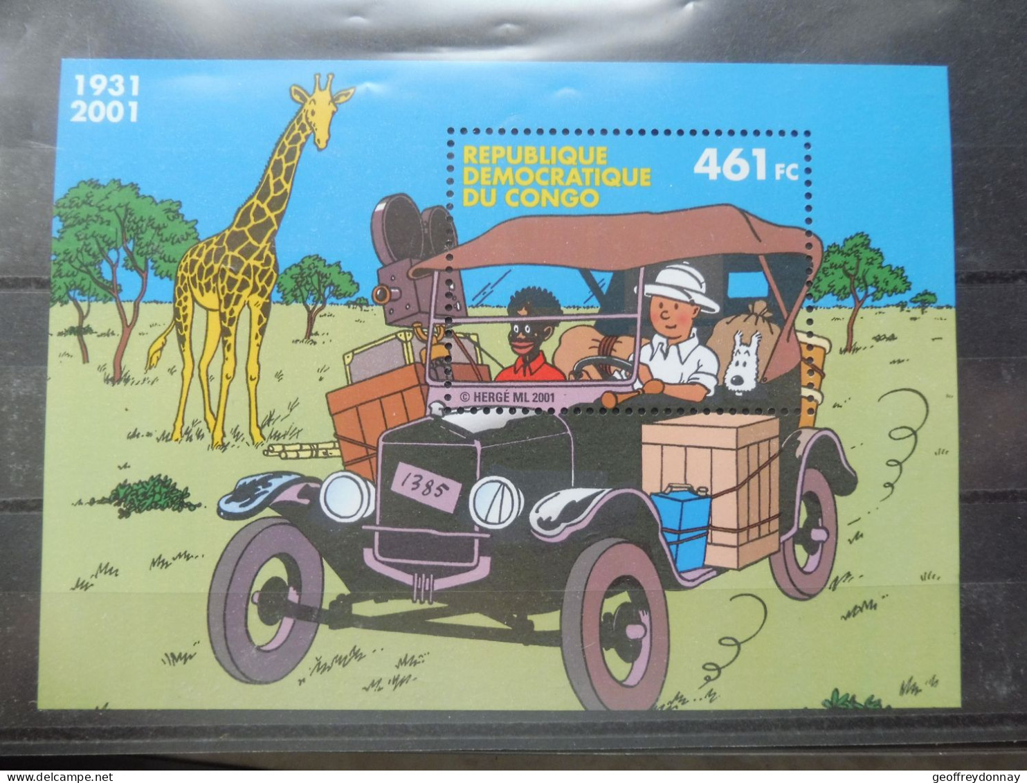 Rdc Congo Bl Bloc Blok 205 Tintin Kuifje Mnh Neuf ** Perfect Parfait ( 2001 ) - Nuevos