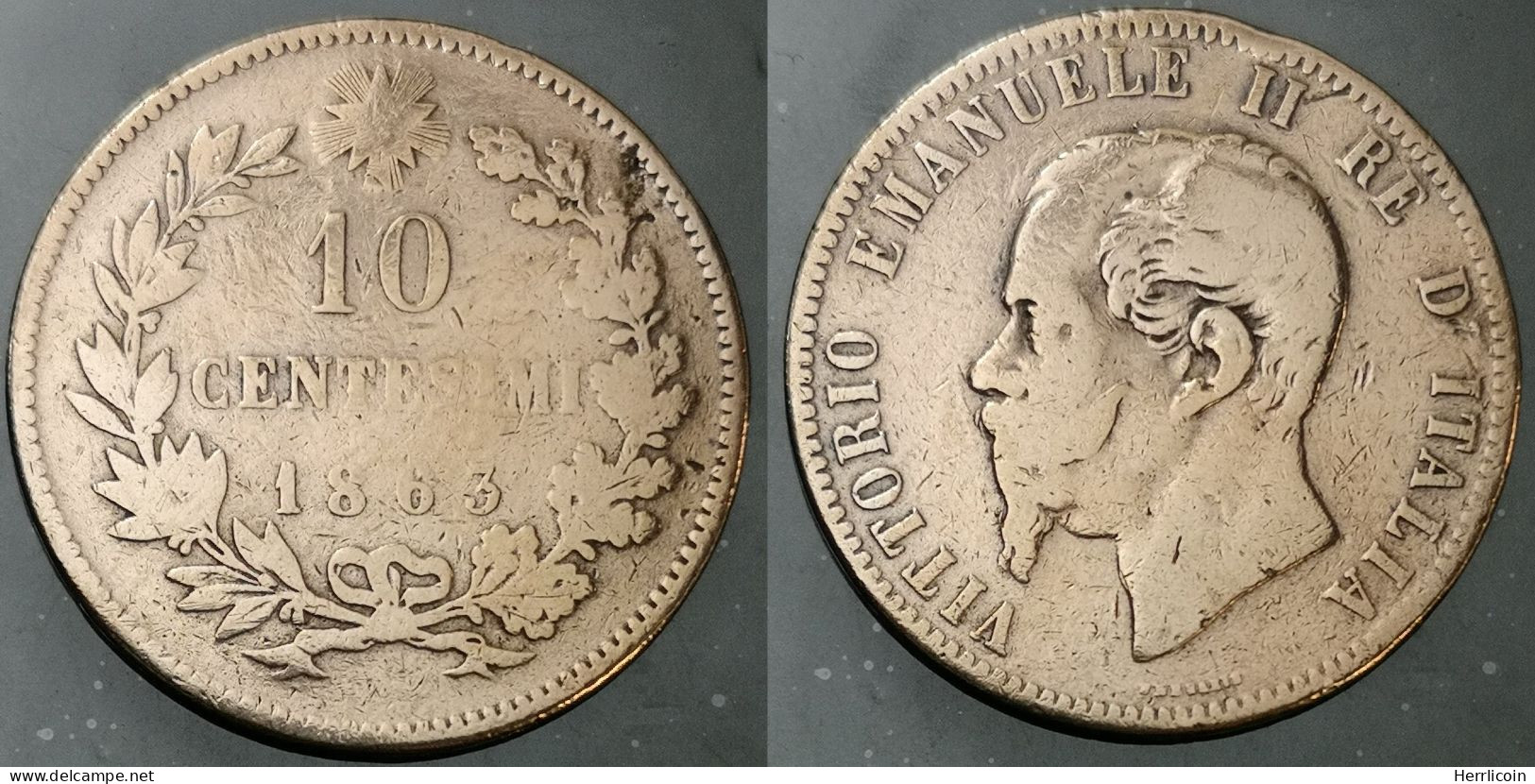 Monnaie Italie - 1863  - 10 Centesimi Victor-Emmanuel II - 1861-1878 : Victor Emmanuel II