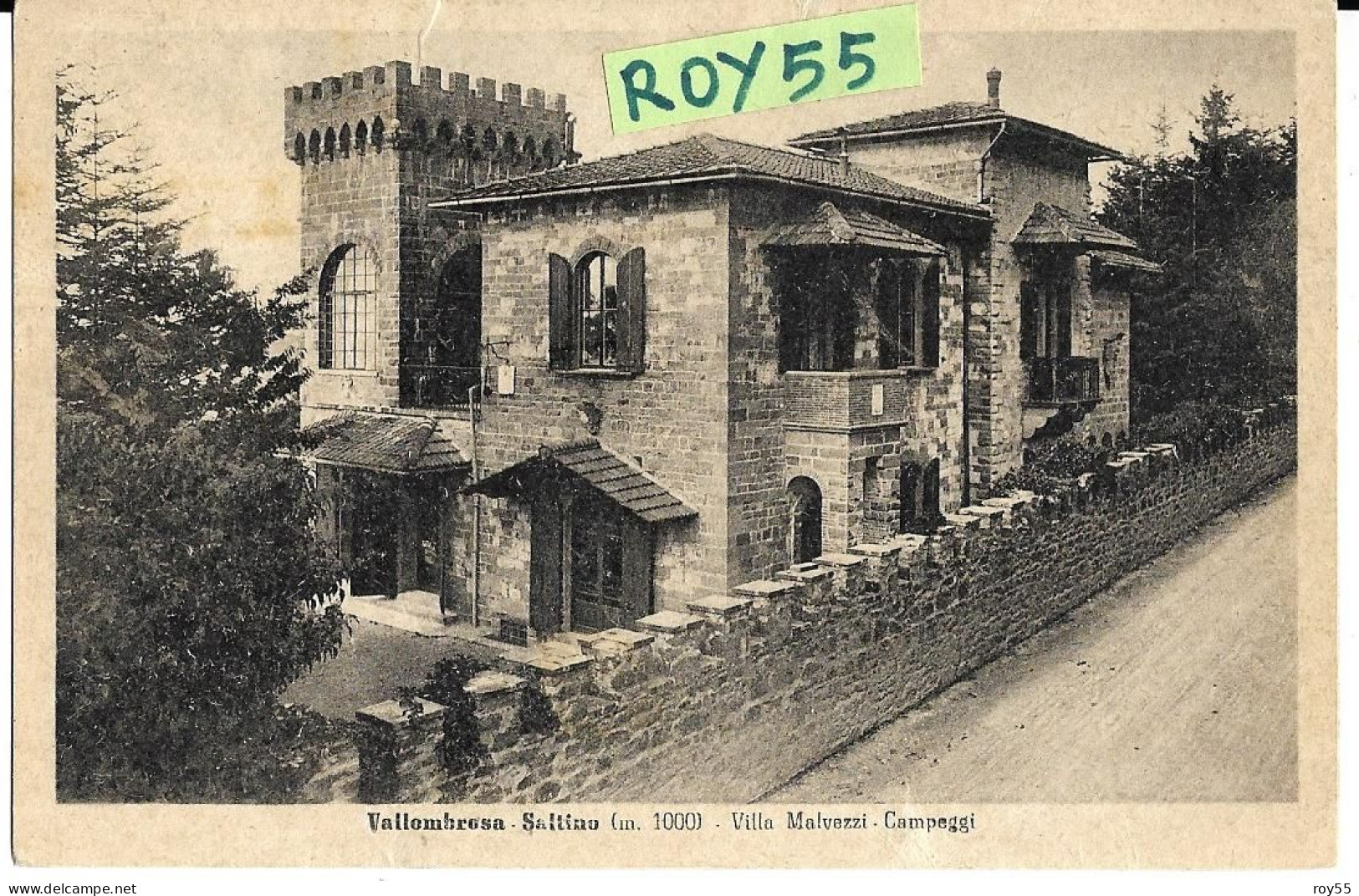 Toscana-firenze- Saltino Vallombrosa Frazione Di Reggello Veduta Villa Malvezzi Campeggi Anni 40 (f.picc./v.retro) - Altri & Non Classificati