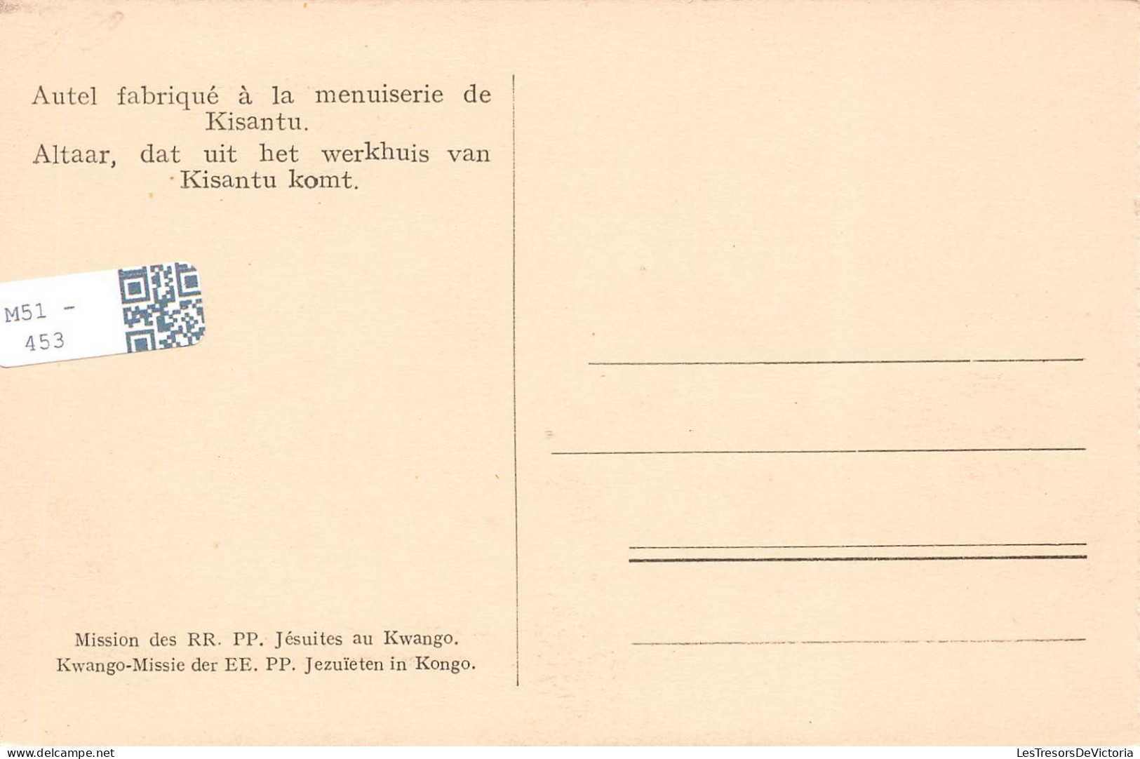 CONGO BELGE - Autel Fabriqué à La Menuiserie De Kisantu - Carte Postale Ancienne - Belgisch-Kongo