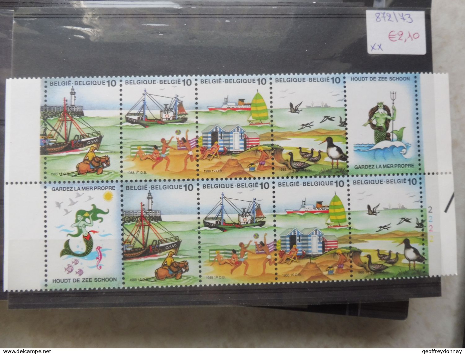 Bd Belgique Belgie  Blad  Feuille Numero   2273B/2276B La Mer Zee Année 1988 Planche 2 Mnh Neuf ** Parfait Perfect - Neufs