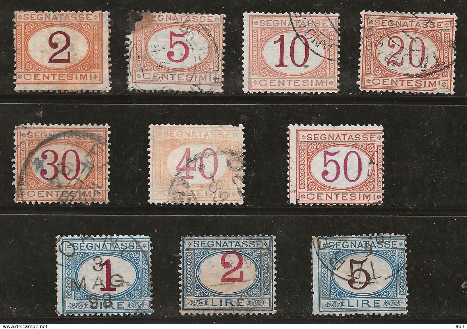 Italie 1870-1903 N°Y.T. ; YY 4 à 10,13,15 Et 16 Obl. - Impuestos