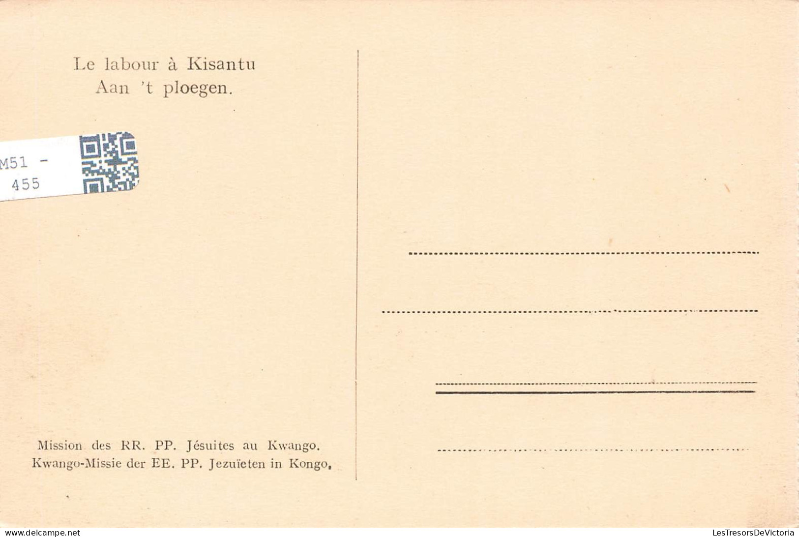 CONGO BELGE - Le Labour à Kisantu - Carte Postale Ancienne - Belgisch-Kongo