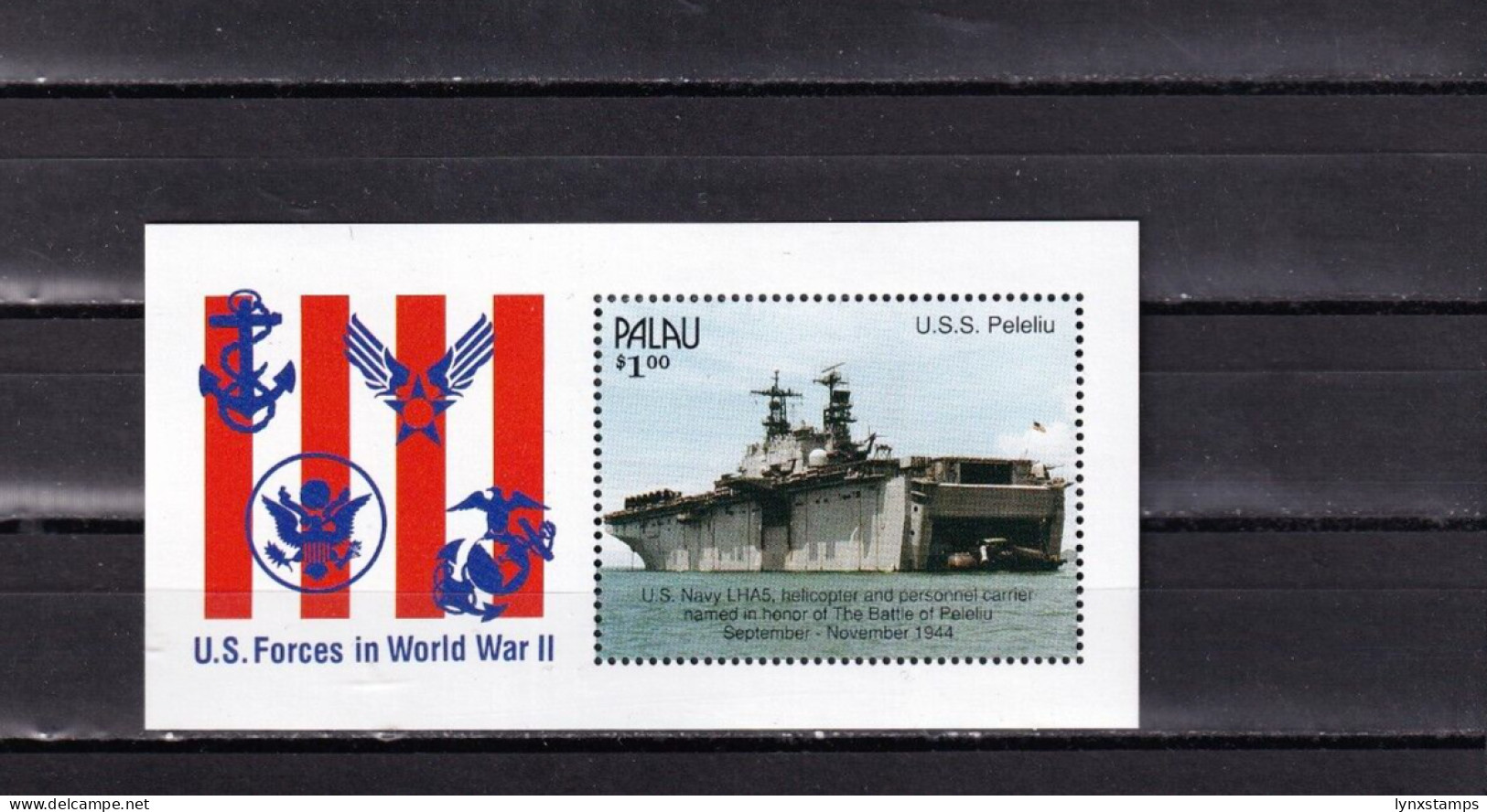 SA04 Palau 1994 50th Anniv Landing Of American Troops On Peleliu Minisheet - Palau
