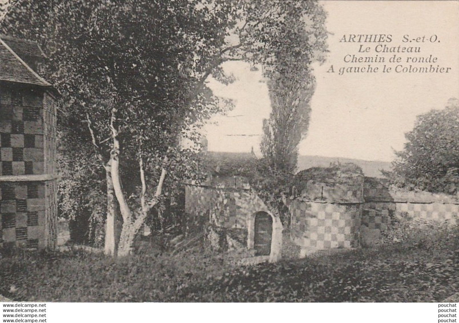 W23-95) ARTHIES - LE CHATEAU CHEMIN DE RONDE A GAUCHE LE  COLOMBIER - (  2 SCANS )   - Arthies