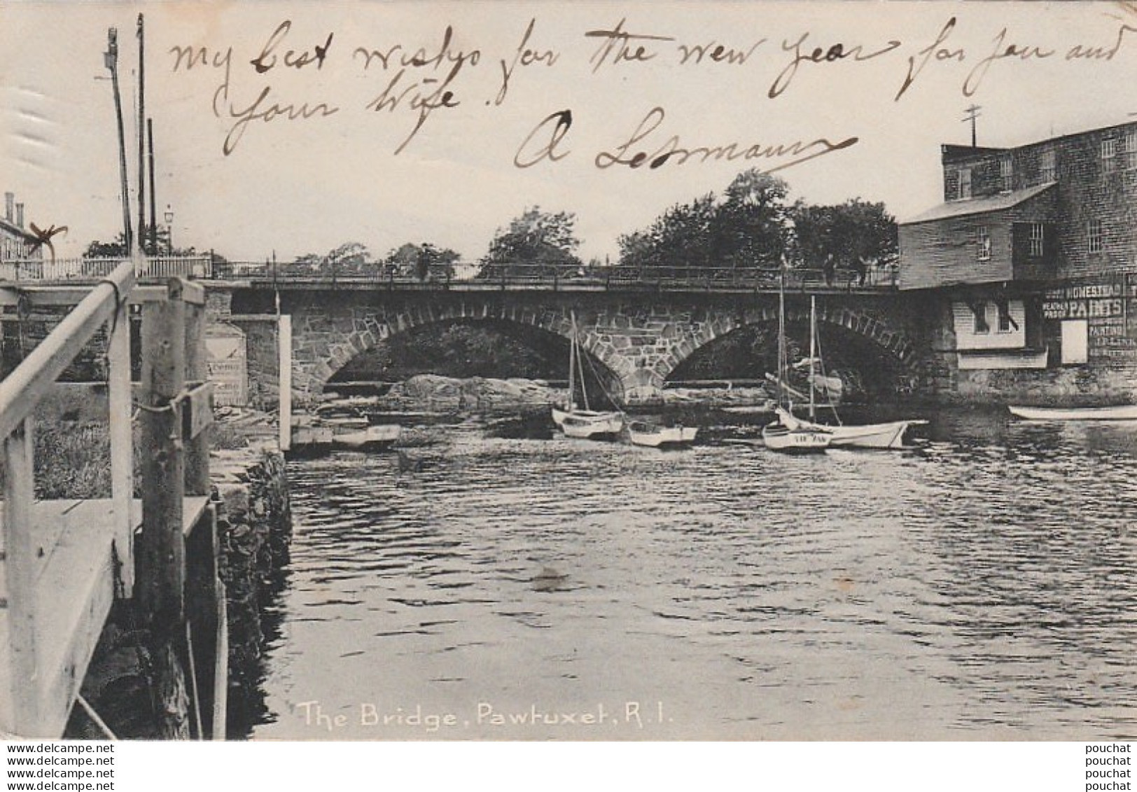 W20- THE BRIDGE , PAWTUXET. R.I - ( 2 SCANS ) - Providence