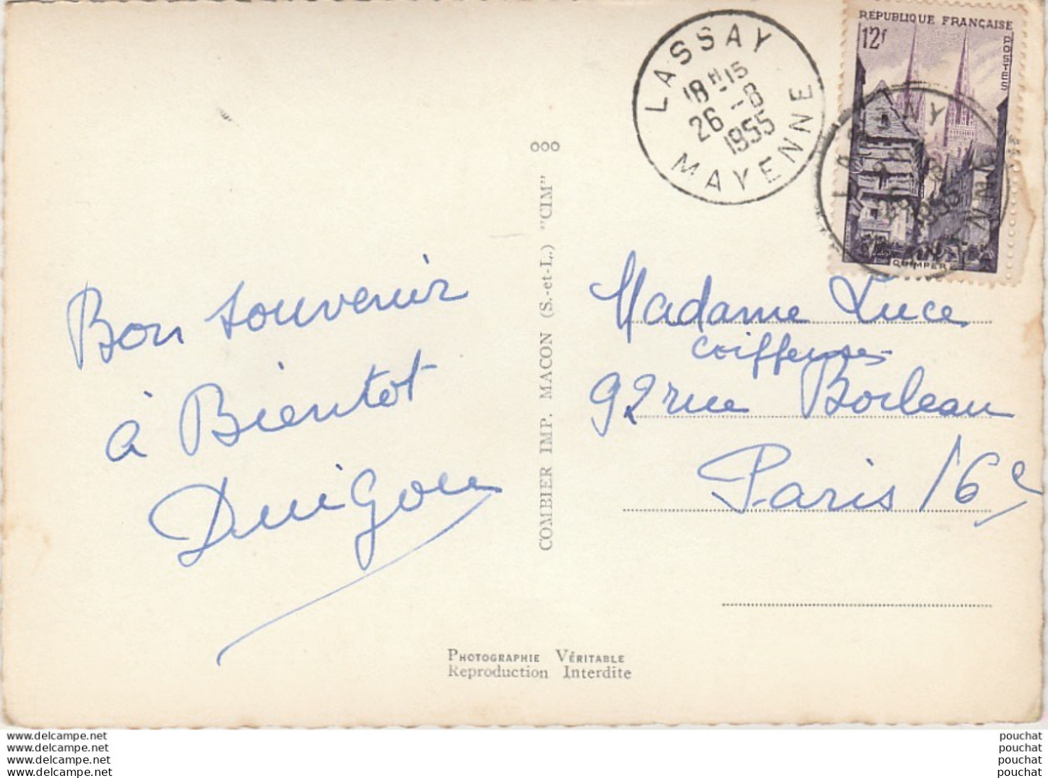 53) LASSAY (MAYENNE) SOUVENIR - MULTIVUES  -  BLASON  - ( OBLITERATION DE 1955 - 2 SCANS ) - Lassay Les Chateaux