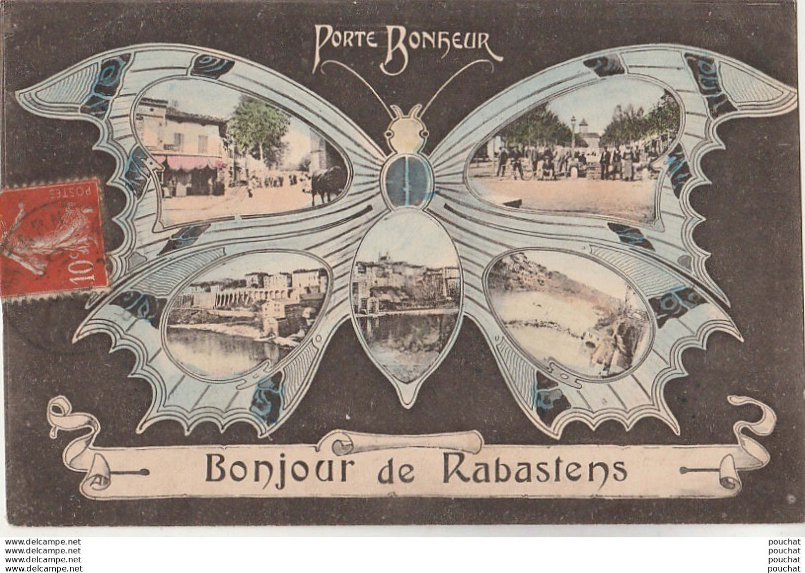 W13-81) RABASTENS - BONJOUR -  PORTE BONHEUR - (  PAPILLON  MULTIVUES - COULEURS ) - Rabastens