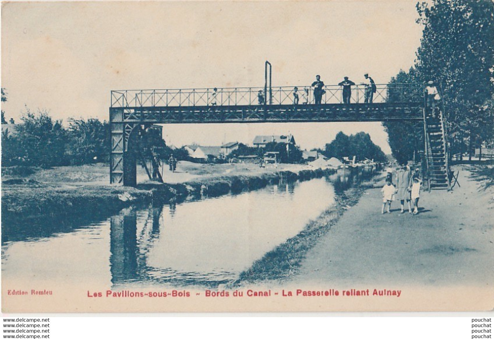 X5-93) LES PAVILLONS SOUS BOIS  - BORDS DU CANAL - LA PASSERELLE  RELIANT AULNAY - ( ANIMATION - PENICHE - 2 SCANS )  - Les Pavillons Sous Bois