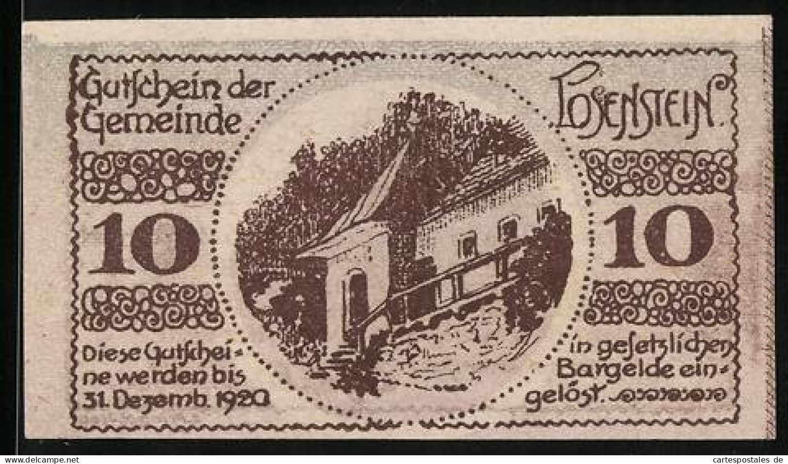 Notgeld Losenstein, 10 Heller, Ortsansicht Am Treppenaufgang Zu Einem Haus  - Austria