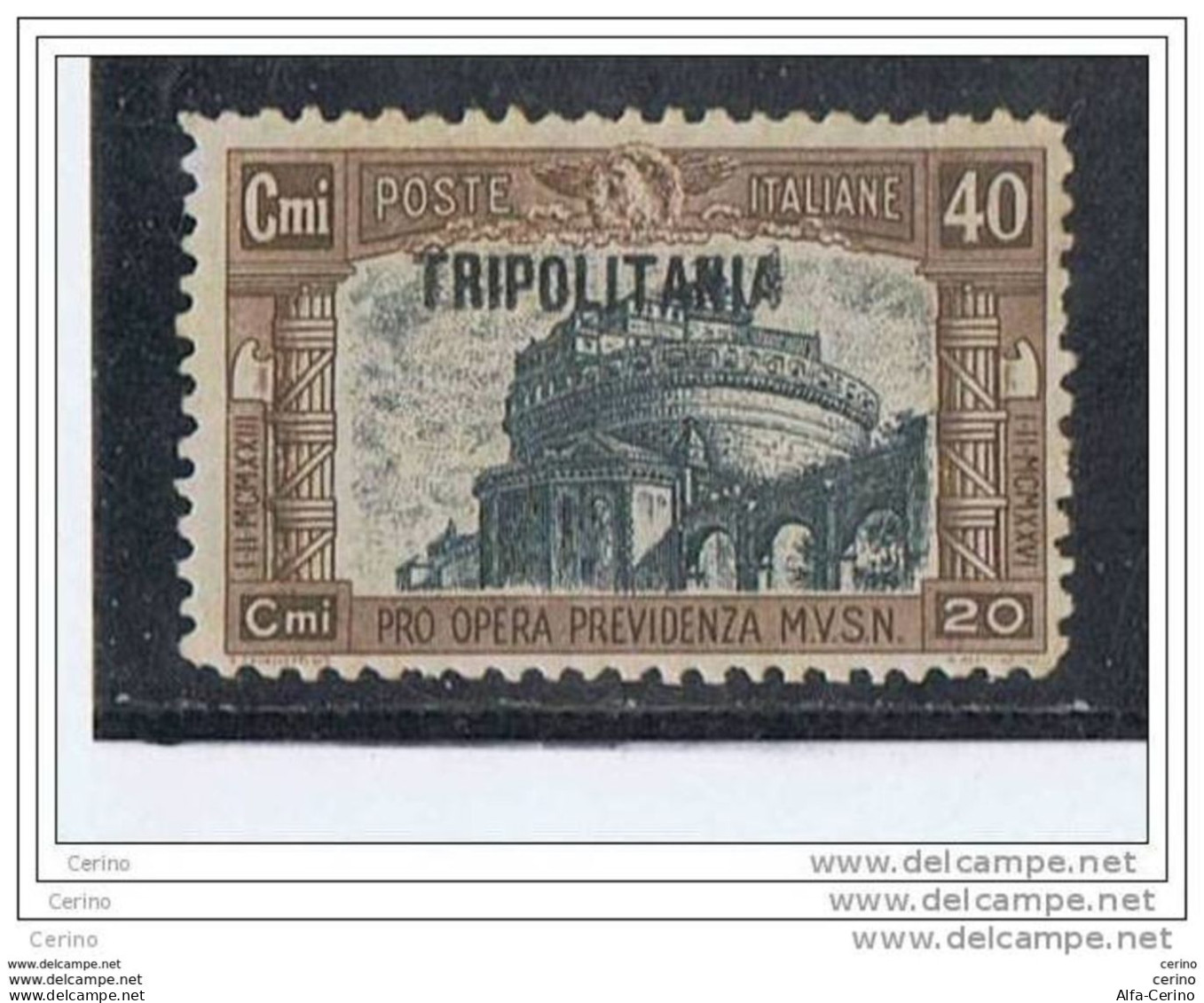 TRIPOLITANIA:  1927  MILIZIA  -  40 C.+20 C.  BRUNO  E  NERO  L. -  SASS. 39 - Tripolitaine