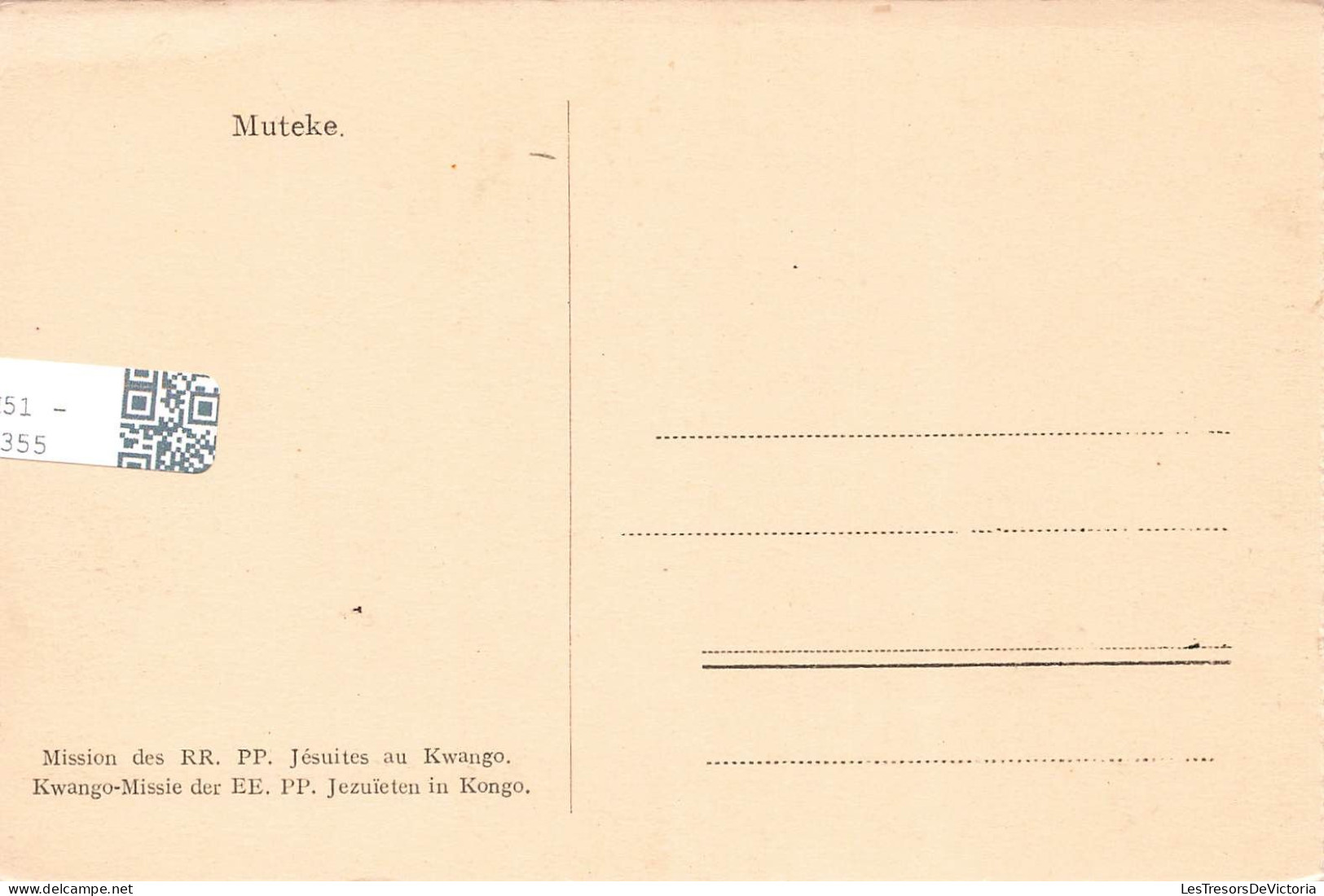 CONGO - Muteke - Mission Des RR PP Jésuites Au Kwango - Animé - Carte Postale Ancienne - Belgisch-Kongo