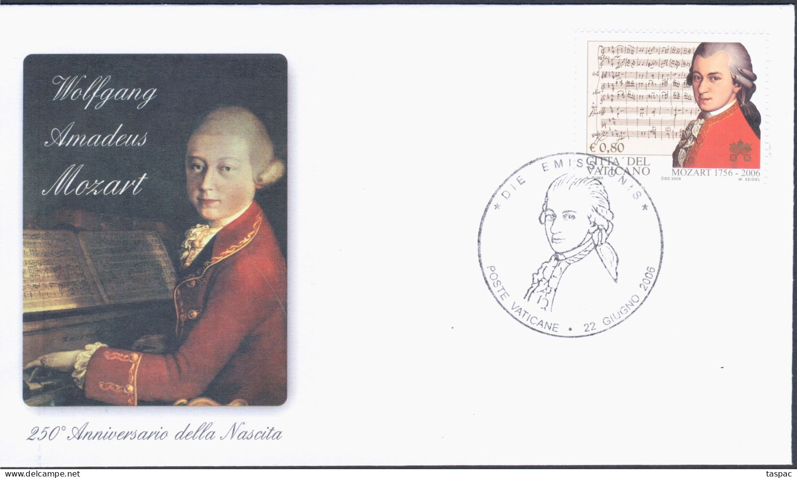 Vatican 2006 Mi# 1553 - FDC - Wolfgang Amadeus Mozart - FDC