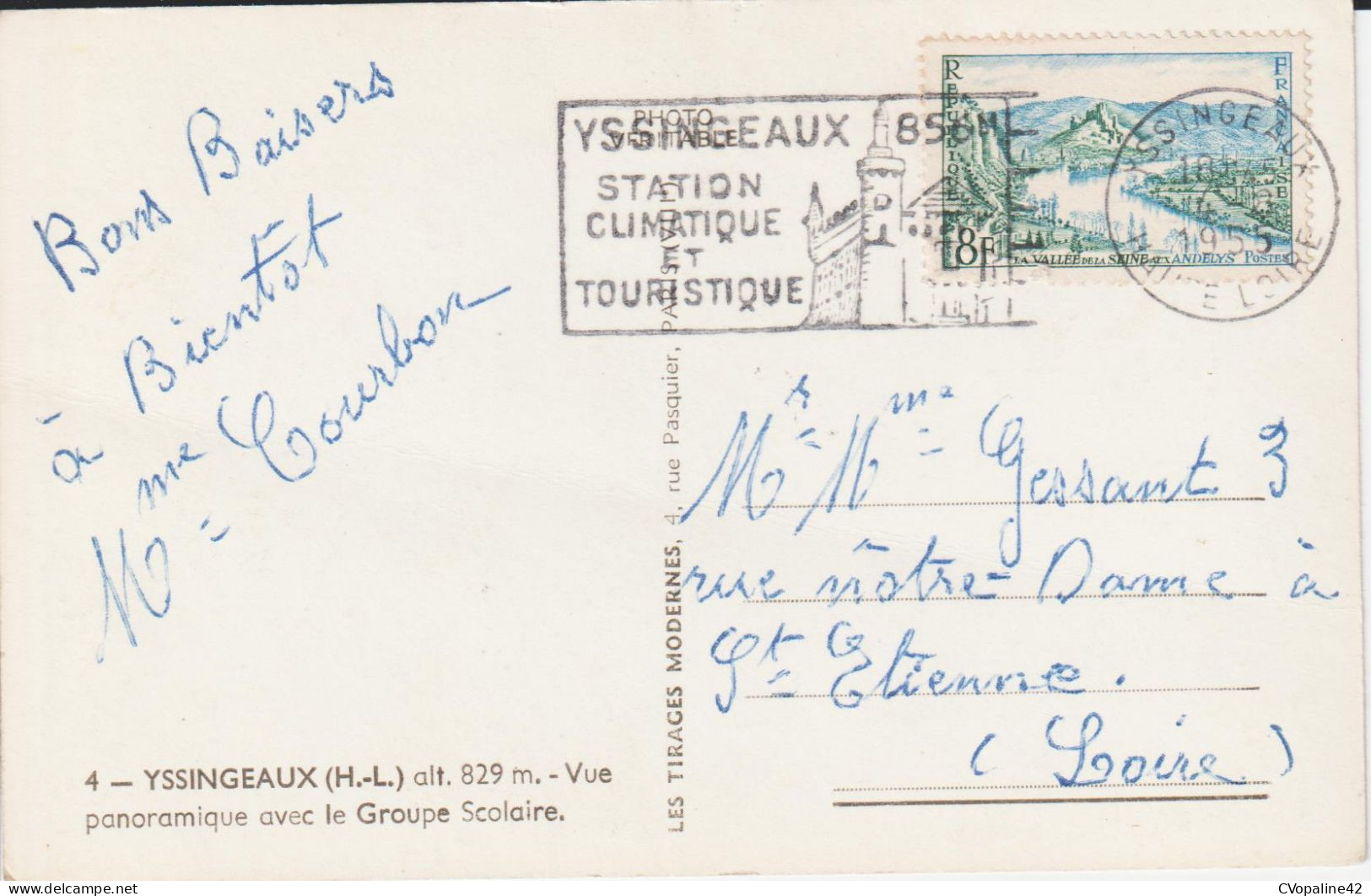 YSSINGEAUX (43) Vue Panoramique Avec Le Groupe Scolaire En 1955  CPSM  PF - Yssingeaux
