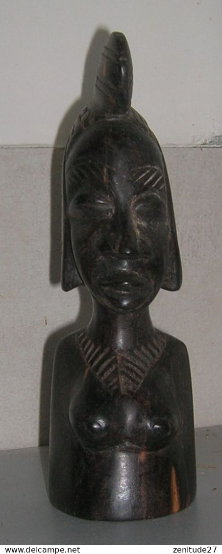 Statuette Africaine Tête Sculptée Sur Bois - Années 1960 - Art Africain