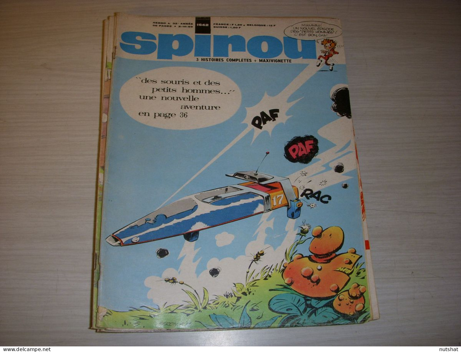 SPIROU 1642 02.10.1969 PEUGEOT GRAND SPORT 504 SOUS MARIN SHARK 591 LE BISON - Spirou Magazine