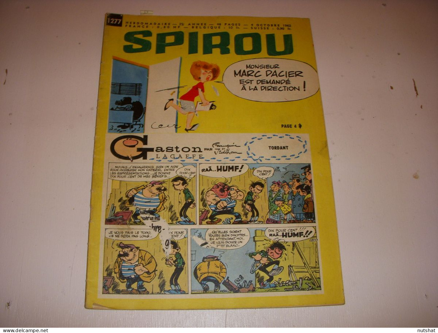 SPIROU 1277 04.10.1962 ALFA GIULIA 1600 TI Charles RIGOULOT POLLUTION ATOMIQUE   - Spirou Magazine