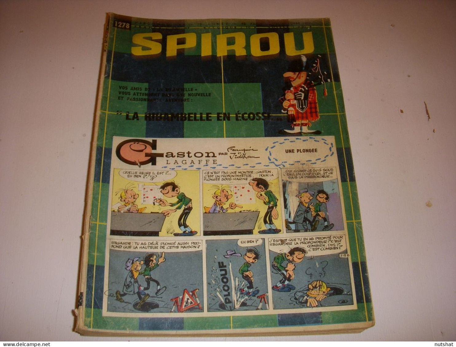 SPIROU 1278 11.10.1962 Le PARACHUTE Le CORMORAN AUTO MINI COOPER FORD CORTINA    - Spirou Magazine