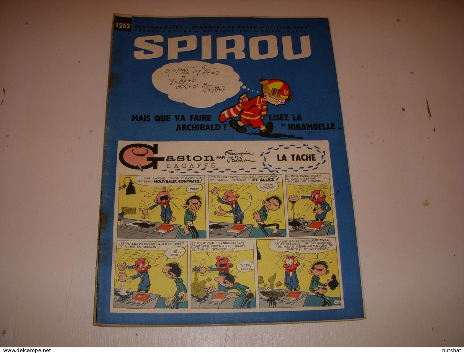 SPIROU 1262 21.06.1962 AUTO BMW 1500 ONCLE PAUL : PAGANINI La PIE GRIECHE        - Spirou Magazine