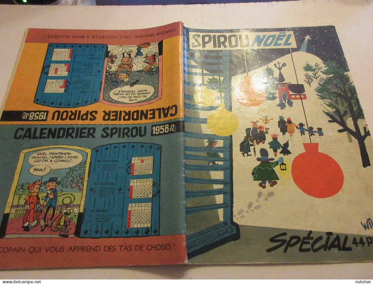 SPIROU 1028 19.12.1957 SPECIAL NOEL CALENDRIER 1958 La NATIVITE CONTE PEYO ROBA  - Spirou Magazine