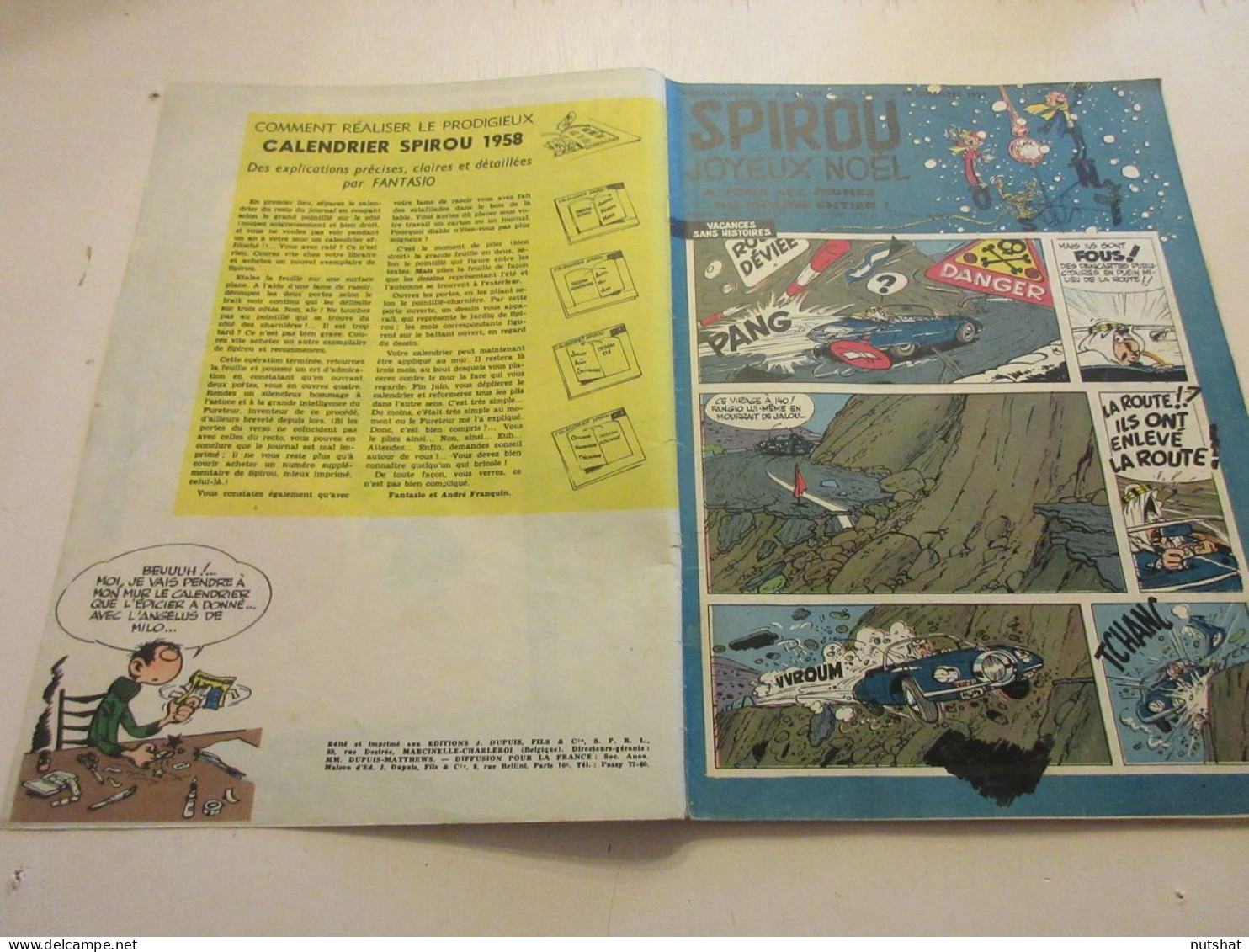 SPIROU 1028 19.12.1957 SPECIAL NOEL CALENDRIER 1958 La NATIVITE CONTE PEYO ROBA  - Spirou Magazine