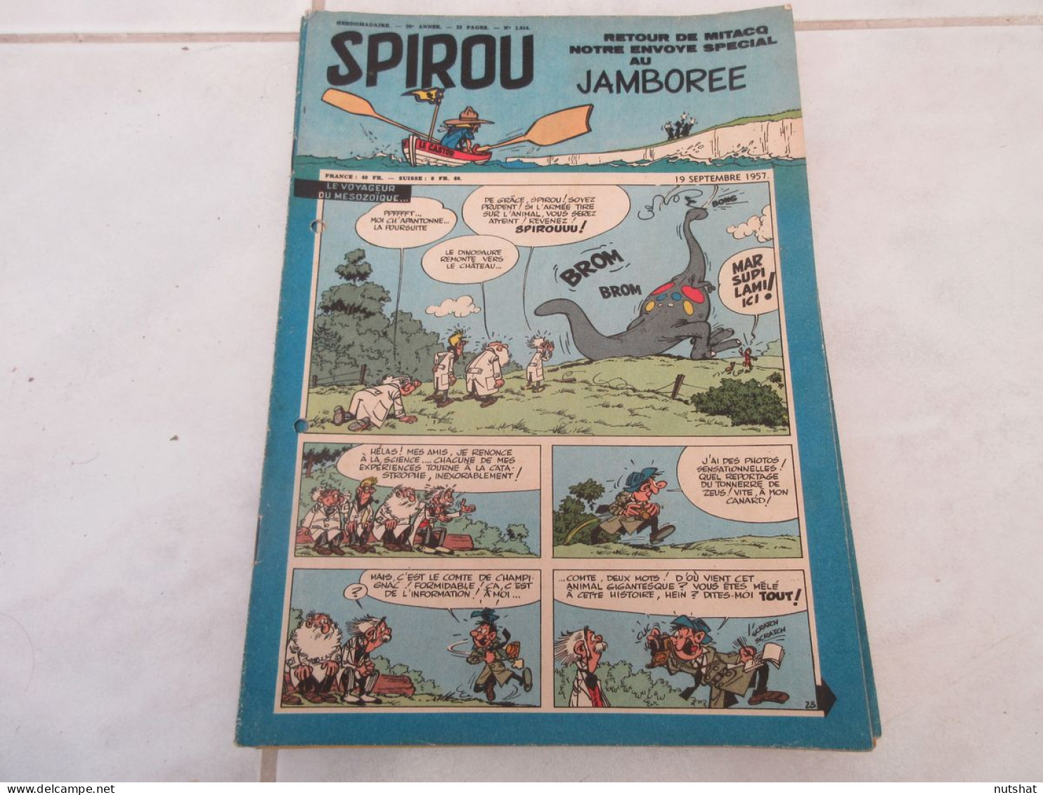 SPIROU 1014 P 19.09.1957 4 PAGES RASSEMBLEMENT SCOUTS SUTTON COLDFIELD AVION T37 - Spirou Magazine