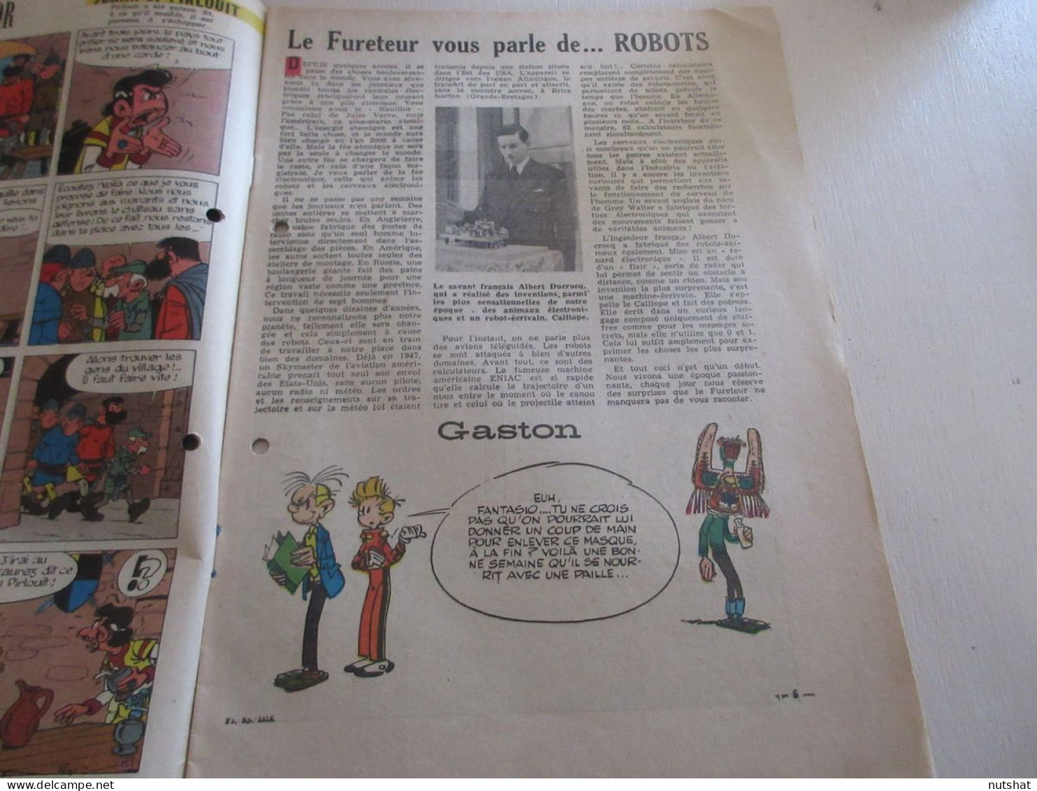 SPIROU 1016 P 03.10.1957 Les ROBOTS Albert DUCROCQ VELO RENTREE De Fausto COPPI  - Spirou Magazine
