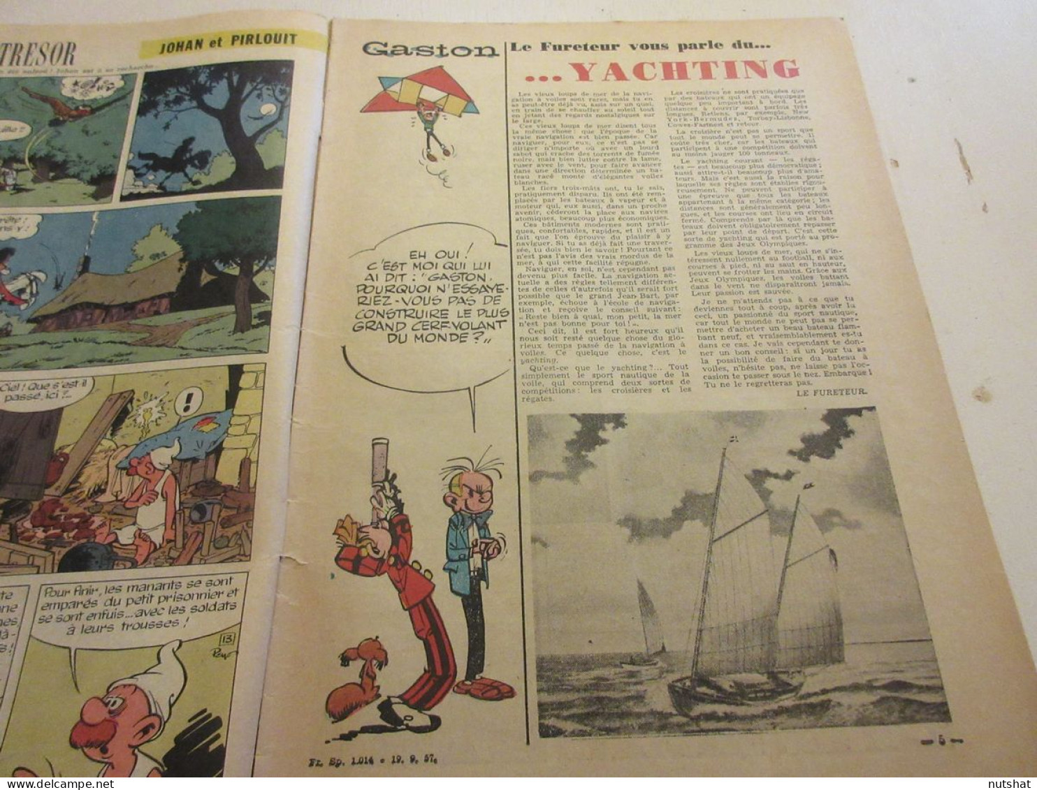 SPIROU 1014 19.09.1957 Le YACHTING RASSEMBLEMENT SCOUTS SUTTON VELO RIVIERE      - Spirou Magazine