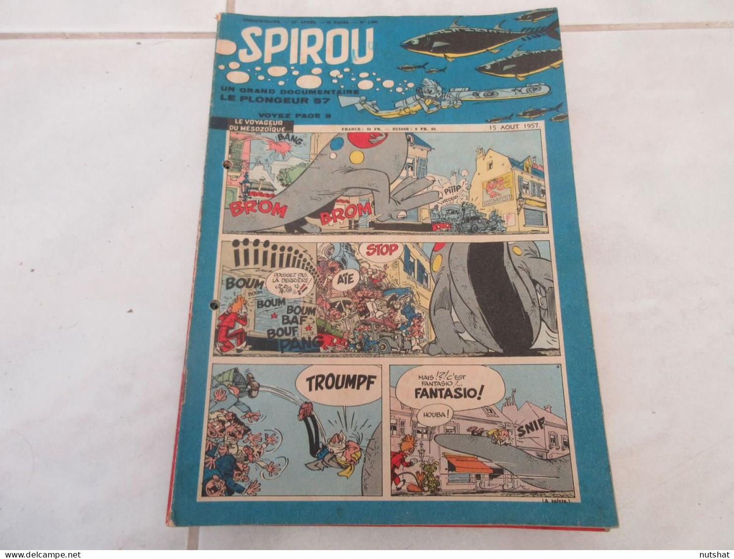 SPIROU 1009 P 15.08.1957 Le SCAPHANDRIER FILMS Walt DISNEY Les FRERES LUMIERE    - Spirou Magazine