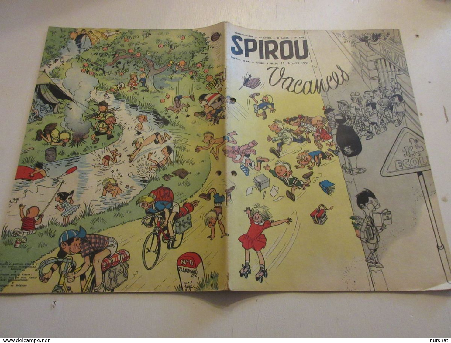 SPIROU 1004 P 11.07.1957 SPECIAL VACANCES BOXE Floyd PATTERSON RECHAUFFEMENT     - Spirou Magazine