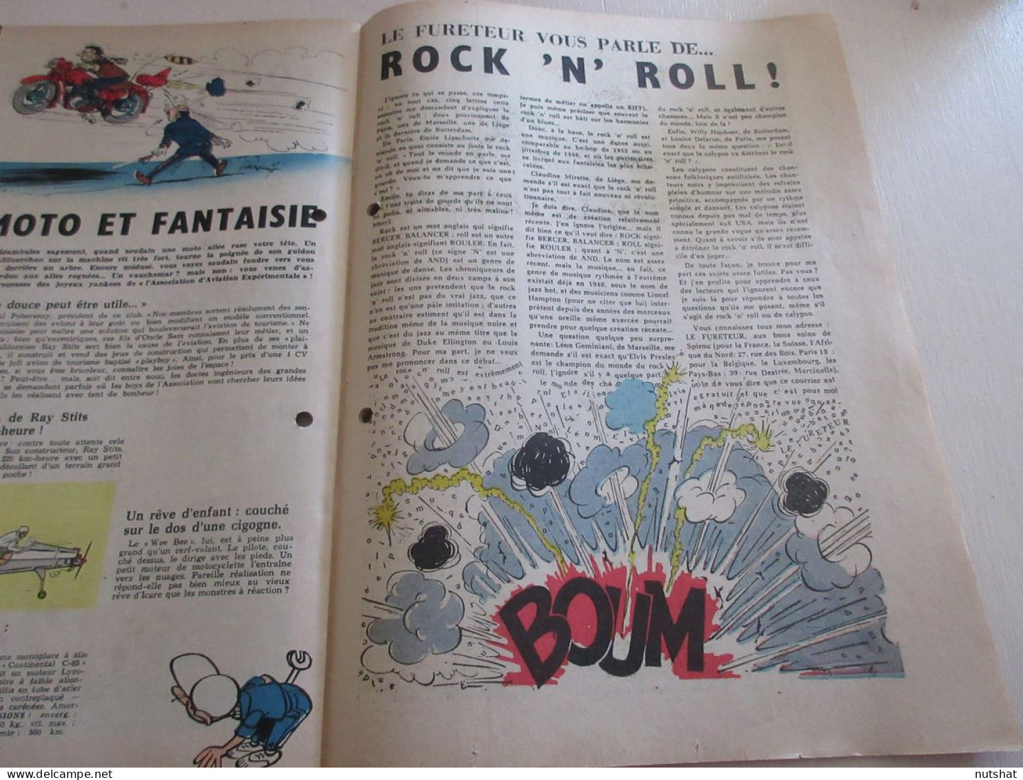 SPIROU 1007 P 01.08.1957 AVIATION AMELIA EARHART Le ROCK'N'ROLL Michel MACQUET   - Spirou Magazine