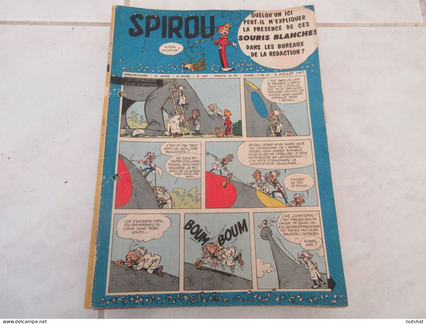SPIROU 1003 P 04.07.1957 Le TRAMWAY VELO Bernard GAUTHIER PUB SPIROU VACANCES    - Spirou Magazine