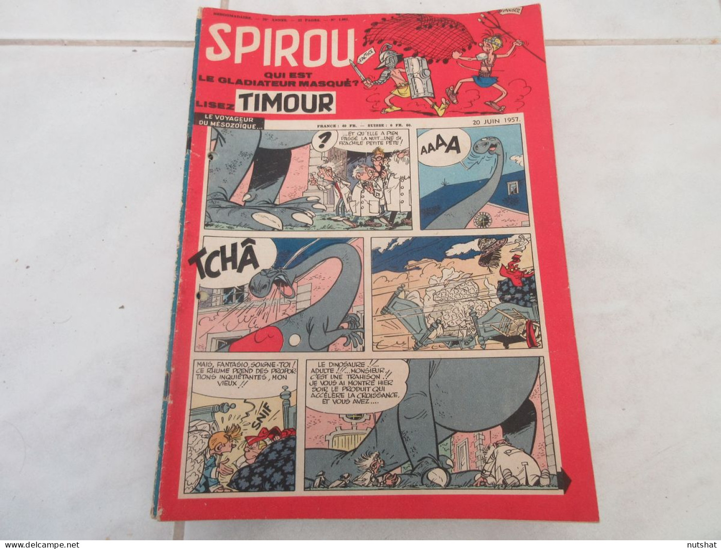 SPIROU 1001 P 20.06.1957 AUTO ABARTH 750 PININ FARINA FOOTBALL SAINT ETIENNE     - Spirou Magazine